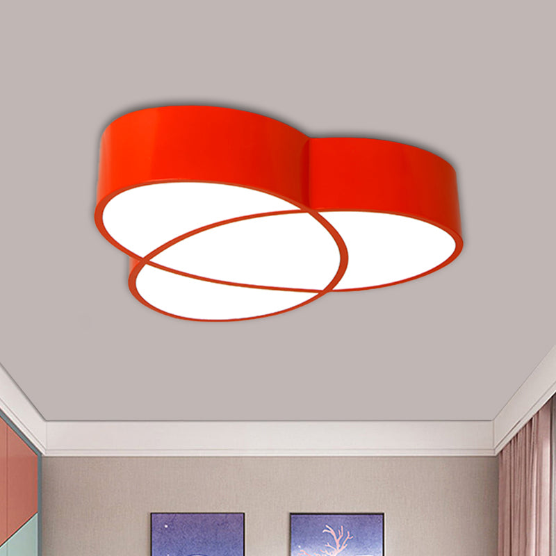 Intersecting Oval Hallway Flush Mount Acrylic LED Minimalist Close to Ceiling Lighting in Red/Blue/Green Red Clearhalo 'Ceiling Lights' 'Close To Ceiling Lights' 'Close to ceiling' 'Flush mount' Lighting' 1908104