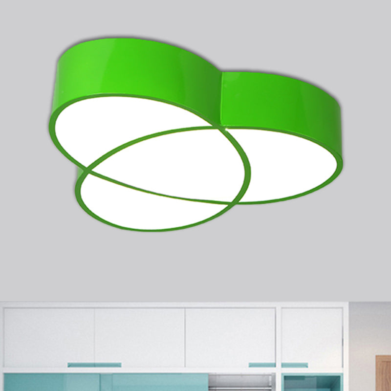 Intersecting Oval Hallway Flush Mount Acrylic LED Minimalist Close to Ceiling Lighting in Red/Blue/Green Green Clearhalo 'Ceiling Lights' 'Close To Ceiling Lights' 'Close to ceiling' 'Flush mount' Lighting' 1908116