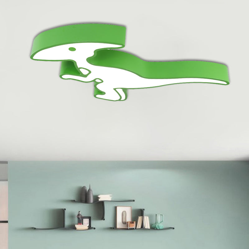 Cartoon Dinosaur Ceiling Fixture Acrylic LED Kindergarten Flush Mount Lamp in Green Green Clearhalo 'Ceiling Lights' 'Close To Ceiling Lights' 'Close to ceiling' 'Flush mount' Lighting' 1908120