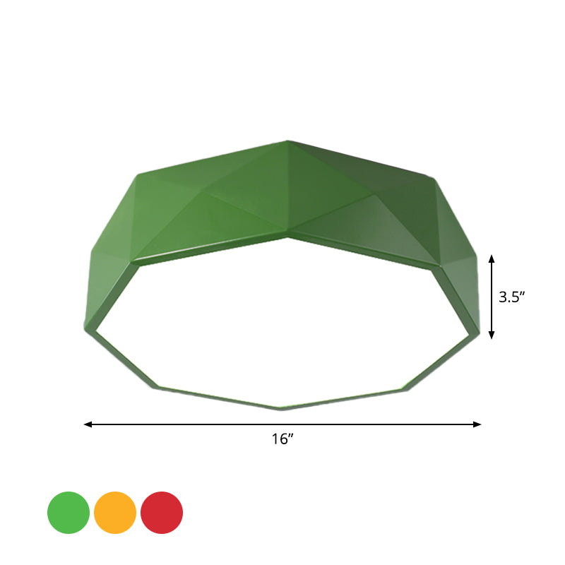 LED Parlor Flush Mount Lighting Fixture Contemporary Red/Yellow/Green Ceiling Flush with Polygon Acrylic Shade Clearhalo 'Ceiling Lights' 'Close To Ceiling Lights' 'Close to ceiling' 'Flush mount' Lighting' 1908151