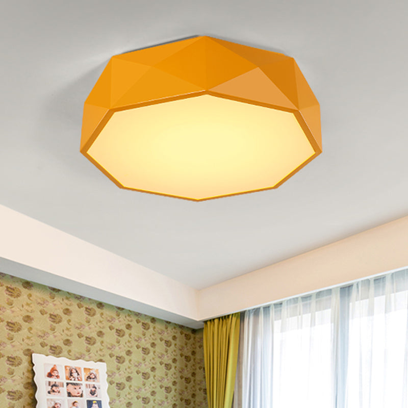 LED Parlor Flush Mount Lighting Fixture Contemporary Red/Yellow/Green Ceiling Flush with Polygon Acrylic Shade Yellow Clearhalo 'Ceiling Lights' 'Close To Ceiling Lights' 'Close to ceiling' 'Flush mount' Lighting' 1908152