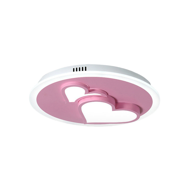 Acrylic Loving Heart Flush Ceiling Light Cartoon LED Ceiling Lamp in Pink for Girls Bedroom Clearhalo 'Ceiling Lights' 'Close To Ceiling Lights' 'Close to ceiling' Lighting' 190816