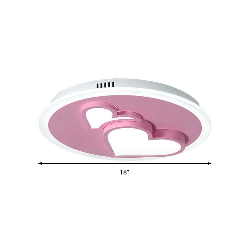 Acrylic Loving Heart Flush Ceiling Light Cartoon LED Ceiling Lamp in Pink for Girls Bedroom Clearhalo 'Ceiling Lights' 'Close To Ceiling Lights' 'Close to ceiling' Lighting' 190817