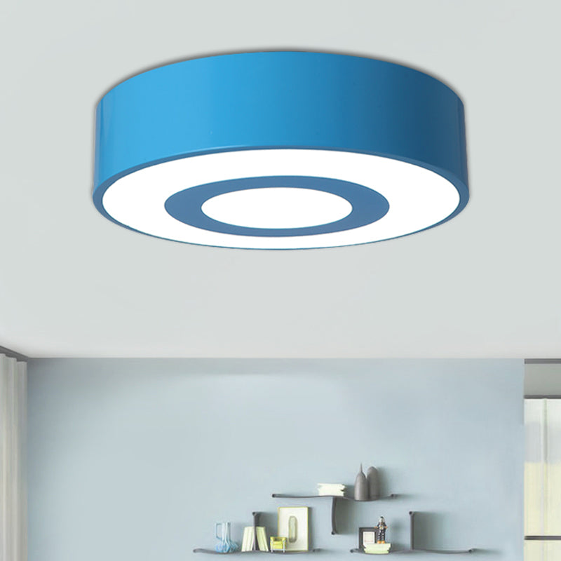 Acrylic Round Flush Mount Fixture Nordic Style Yellow/Green/Blue LED Ceiling Lighting for Kids Room Blue Clearhalo 'Ceiling Lights' 'Close To Ceiling Lights' 'Close to ceiling' 'Flush mount' Lighting' 1908176