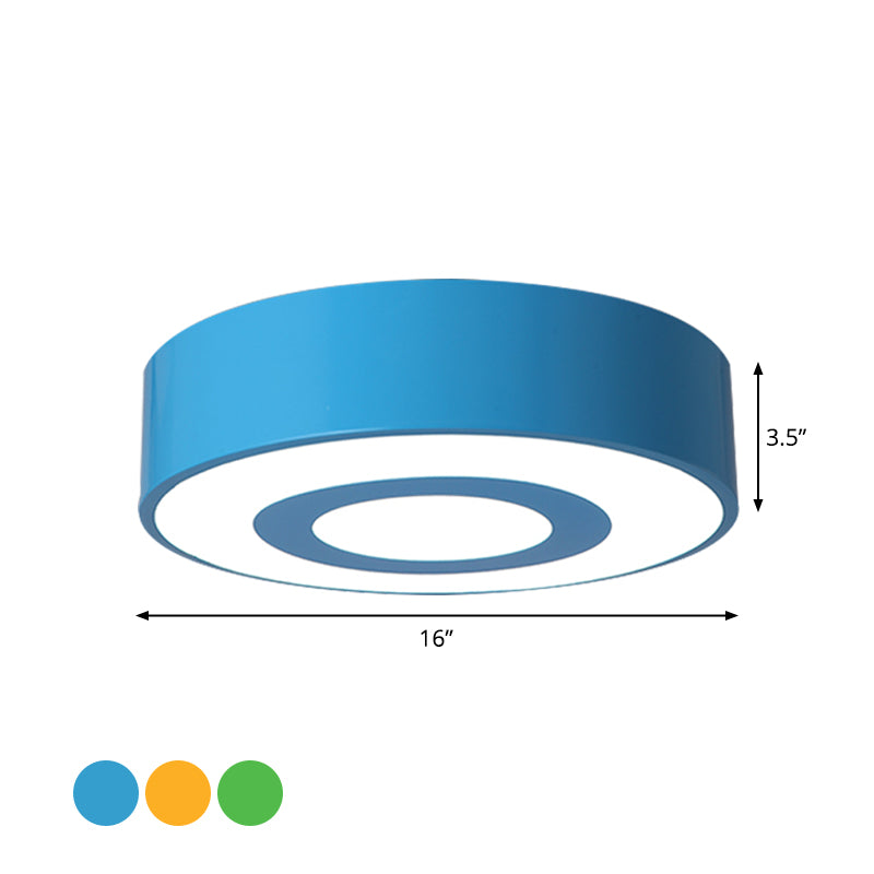 Acrylic Round Flush Mount Fixture Nordic Style Yellow/Green/Blue LED Ceiling Lighting for Kids Room Clearhalo 'Ceiling Lights' 'Close To Ceiling Lights' 'Close to ceiling' 'Flush mount' Lighting' 1908179