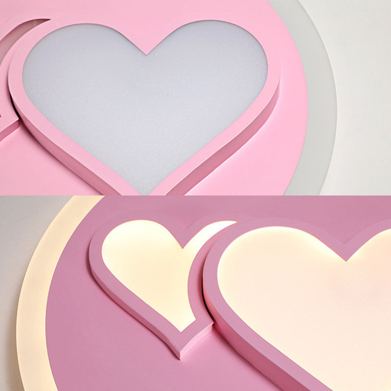 Acrylic Loving Heart Flush Ceiling Light Cartoon LED Ceiling Lamp in Pink for Girls Bedroom Clearhalo 'Ceiling Lights' 'Close To Ceiling Lights' 'Close to ceiling' Lighting' 190818