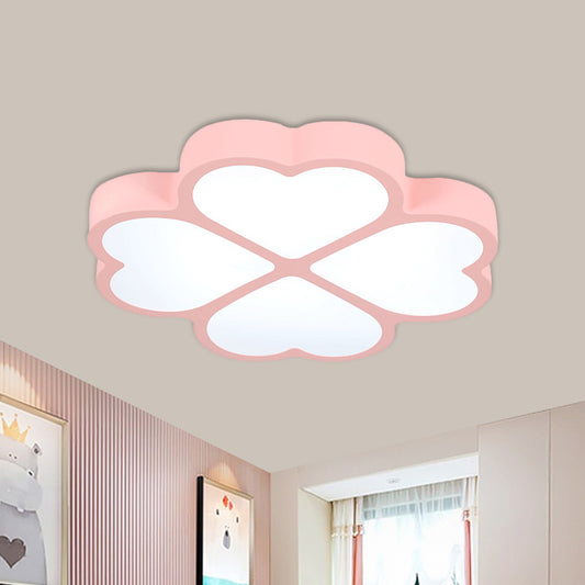 Clover Flush Lamp Fixture Minimalism Acrylic LED Pink Ceiling Mounted Light for Nursery Pink Clearhalo 'Ceiling Lights' 'Close To Ceiling Lights' 'Close to ceiling' 'Flush mount' Lighting' 1908192