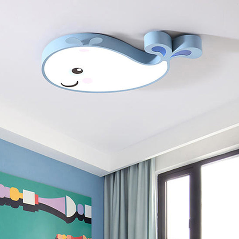 Macaron Dolphin Flush Mount Lamp Acrylic LED Nursery Ceiling Light Fixture in Blue/Pink/White Blue Clearhalo 'Ceiling Lights' 'Close To Ceiling Lights' 'Close to ceiling' 'Flush mount' Lighting' 1908208