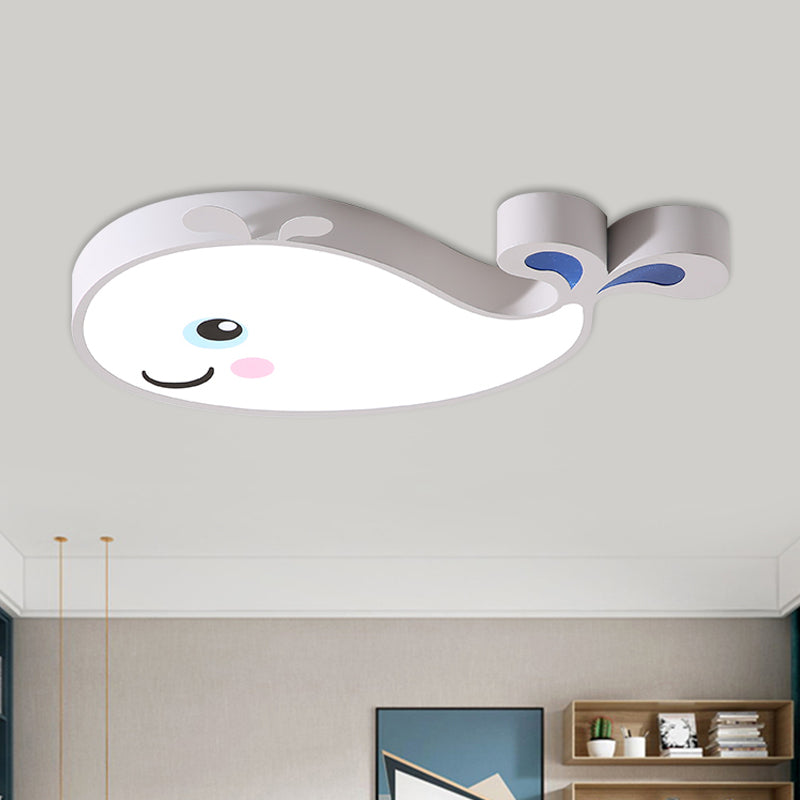 Macaron Dolphin Flush Mount Lamp Acrylic LED Nursery Ceiling Light Fixture in Blue/Pink/White White Clearhalo 'Ceiling Lights' 'Close To Ceiling Lights' 'Close to ceiling' 'Flush mount' Lighting' 1908212