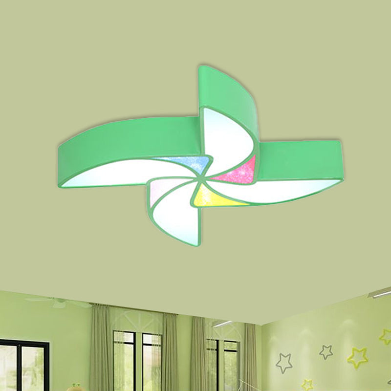 LED Playroom Flush Light Fixture Modernism Blue/Green/Pink Ceiling Flush Mount with Windmill Acrylic Shade Clearhalo 'Ceiling Lights' 'Close To Ceiling Lights' 'Close to ceiling' 'Flush mount' Lighting' 1908245