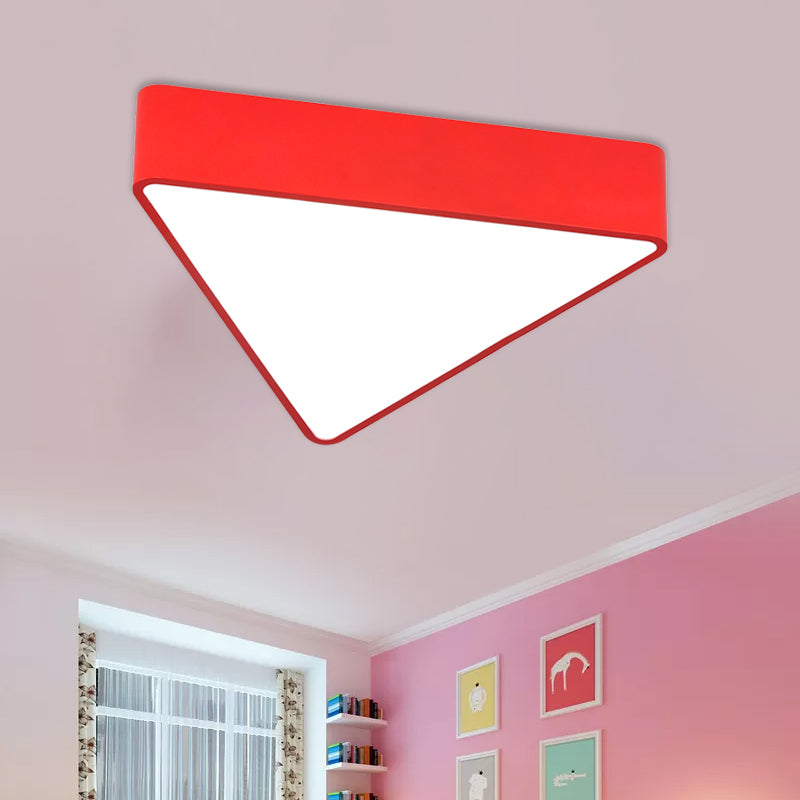 Acrylic Triangle Ceiling Lamp Minimalist LED Flush Mount Lighting Fixture in Red/Yellow/Blue Red Clearhalo 'Ceiling Lights' 'Close To Ceiling Lights' 'Close to ceiling' 'Flush mount' Lighting' 1908248