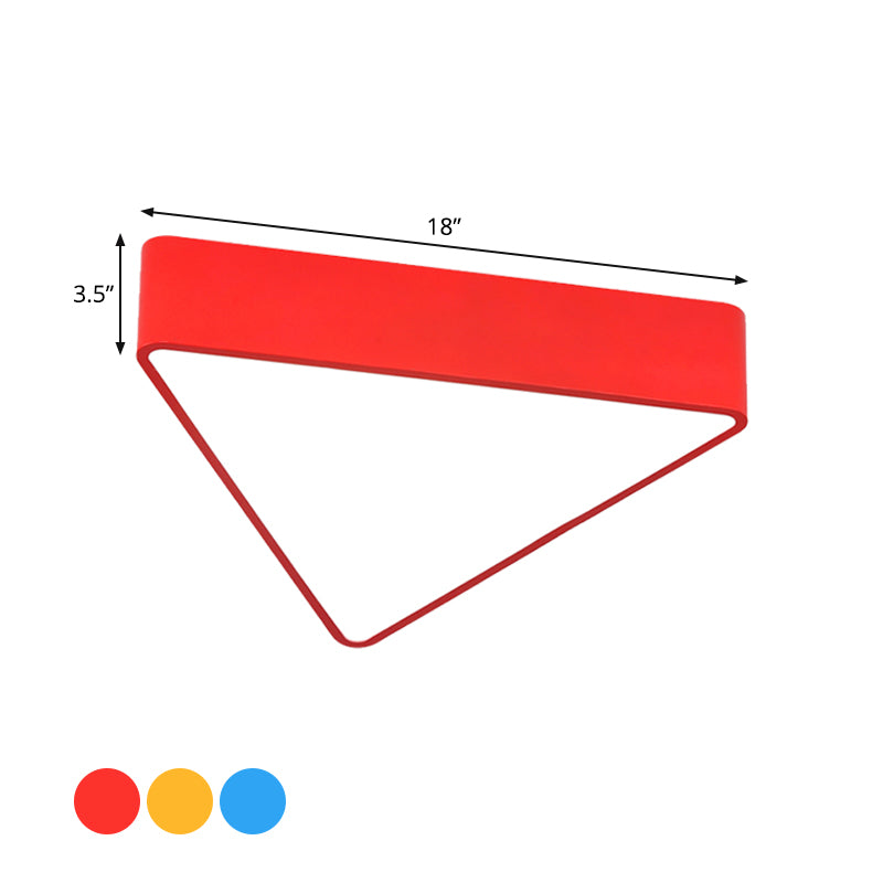 Acrylic Triangle Ceiling Lamp Minimalist LED Flush Mount Lighting Fixture in Red/Yellow/Blue Clearhalo 'Ceiling Lights' 'Close To Ceiling Lights' 'Close to ceiling' 'Flush mount' Lighting' 1908251