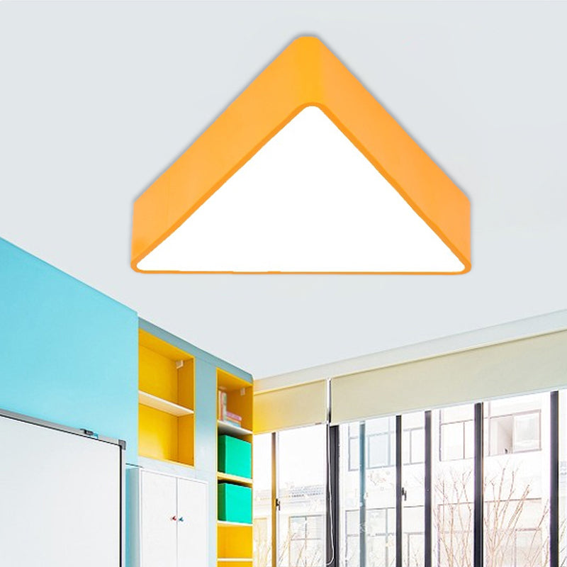 Acrylic Triangle Ceiling Lamp Minimalist LED Flush Mount Lighting Fixture in Red/Yellow/Blue Yellow Clearhalo 'Ceiling Lights' 'Close To Ceiling Lights' 'Close to ceiling' 'Flush mount' Lighting' 1908252