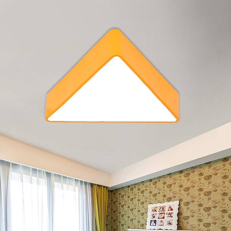 Acrylic Triangle Ceiling Lamp Minimalist LED Flush Mount Lighting Fixture in Red/Yellow/Blue Clearhalo 'Ceiling Lights' 'Close To Ceiling Lights' 'Close to ceiling' 'Flush mount' Lighting' 1908253