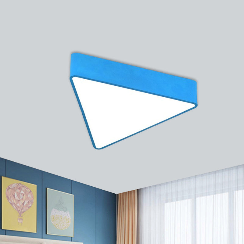 Acrylic Triangle Ceiling Lamp Minimalist LED Flush Mount Lighting Fixture in Red/Yellow/Blue Blue Clearhalo 'Ceiling Lights' 'Close To Ceiling Lights' 'Close to ceiling' 'Flush mount' Lighting' 1908256