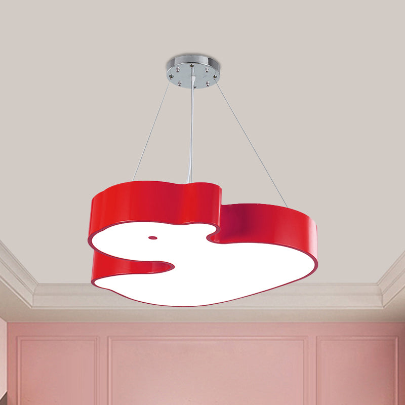 Duck Chandelier Pendant Light Cartoon Acrylic LED Bedroom Hanging Lamp Kit in Green/Red/Yellow Red Clearhalo 'Ceiling Lights' 'Chandeliers' Lighting' options 1908260_4ccd65c1-c029-4f96-89f2-808723a1d80d