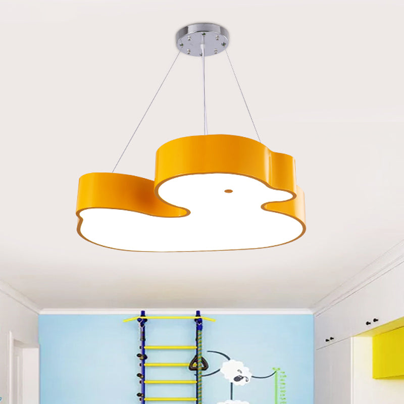 Duck Chandelier Pendant Light Cartoon Acrylic LED Bedroom Hanging Lamp Kit in Green/Red/Yellow Clearhalo 'Ceiling Lights' 'Chandeliers' Lighting' options 1908264