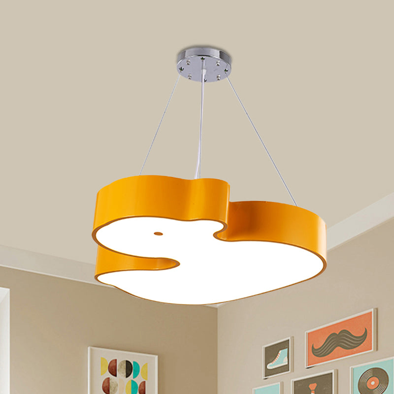 Duck Chandelier Pendant Light Cartoon Acrylic LED Bedroom Hanging Lamp Kit in Green/Red/Yellow Clearhalo 'Ceiling Lights' 'Chandeliers' Lighting' options 1908265