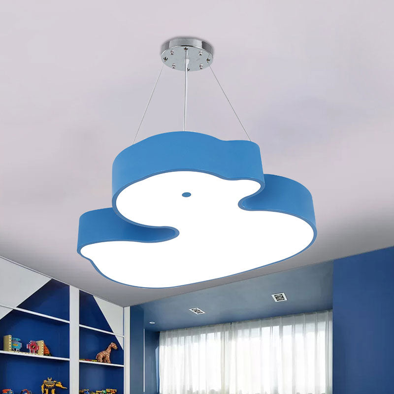 Duck Chandelier Pendant Light Cartoon Acrylic LED Bedroom Hanging Lamp Kit in Green/Red/Yellow Clearhalo 'Ceiling Lights' 'Chandeliers' Lighting' options 1908268