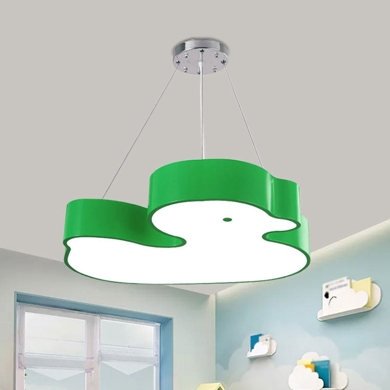 Duck Chandelier Pendant Light Cartoon Acrylic LED Bedroom Hanging Lamp Kit in Green/Red/Yellow Clearhalo 'Ceiling Lights' 'Chandeliers' Lighting' options 1908273