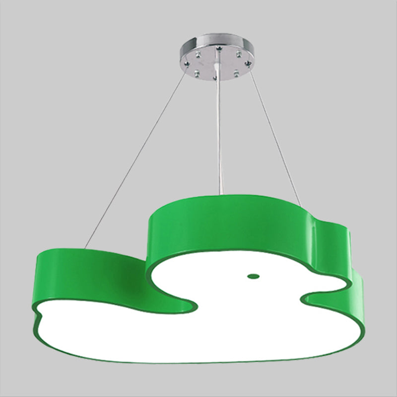 Duck Chandelier Pendant Light Cartoon Acrylic LED Bedroom Hanging Lamp Kit in Green/Red/Yellow Clearhalo 'Ceiling Lights' 'Chandeliers' Lighting' options 1908275