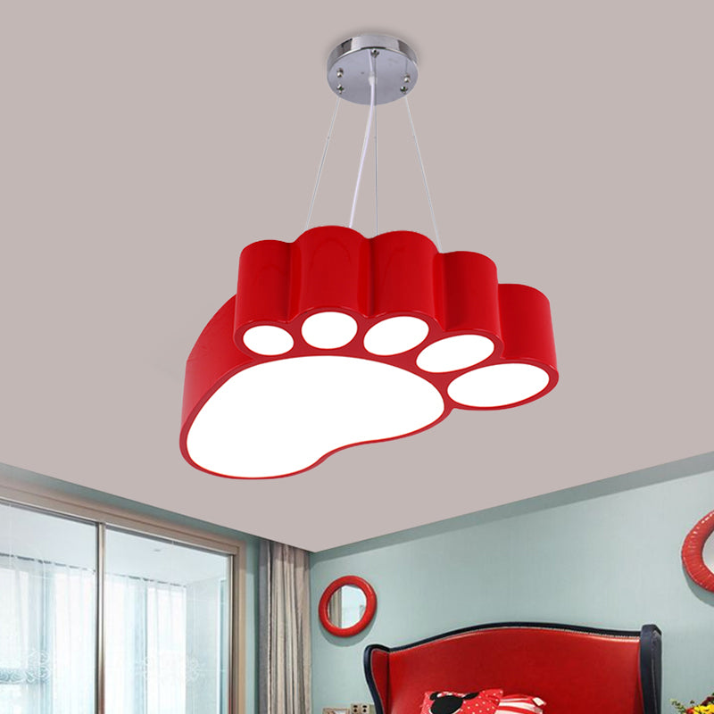 Foot Shape Ceiling Hang Fixture Simplicity Acrylic Yellow/Red/Green LED Chandelier Lighting for Nursery Clearhalo 'Ceiling Lights' 'Chandeliers' Lighting' options 1908276