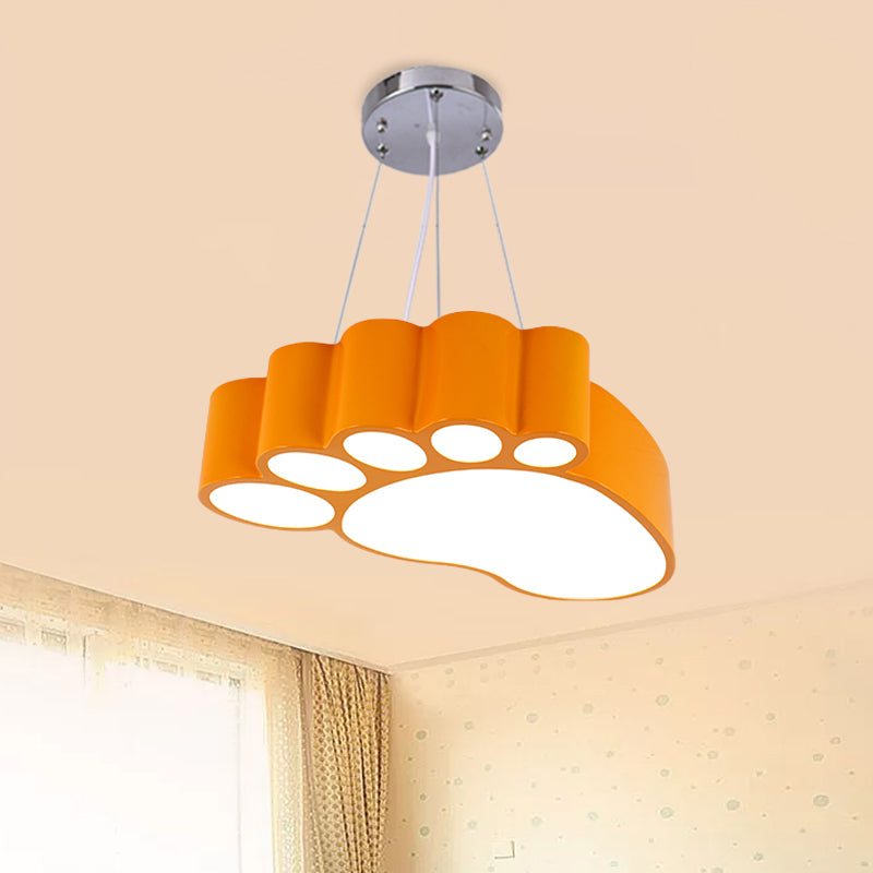 Foot Shape Ceiling Hang Fixture Simplicity Acrylic Yellow/Red/Green LED Chandelier Lighting for Nursery Clearhalo 'Ceiling Lights' 'Chandeliers' Lighting' options 1908280
