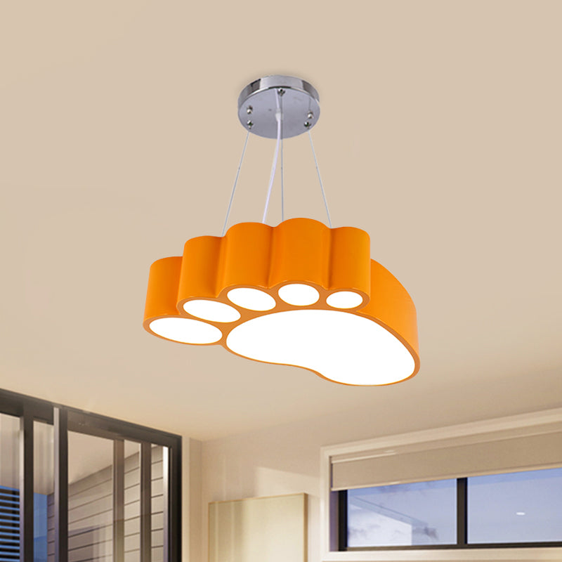 Foot Shape Ceiling Hang Fixture Simplicity Acrylic Yellow/Red/Green LED Chandelier Lighting for Nursery Clearhalo 'Ceiling Lights' 'Chandeliers' Lighting' options 1908281