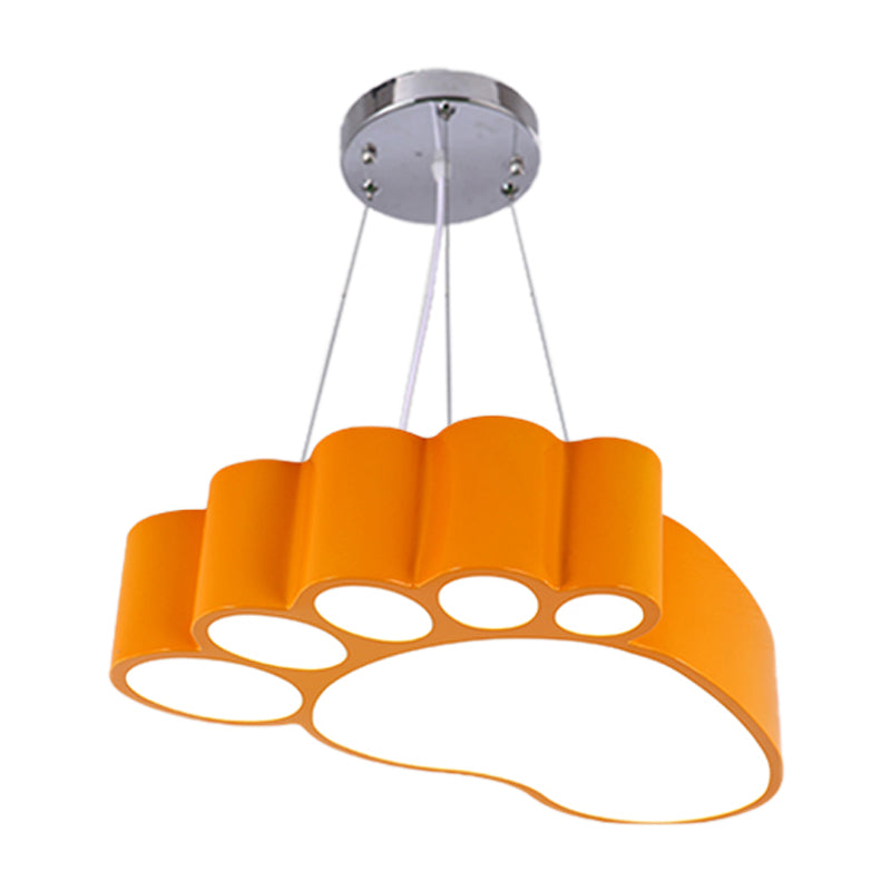 Foot Shape Ceiling Hang Fixture Simplicity Acrylic Yellow/Red/Green LED Chandelier Lighting for Nursery Clearhalo 'Ceiling Lights' 'Chandeliers' Lighting' options 1908282