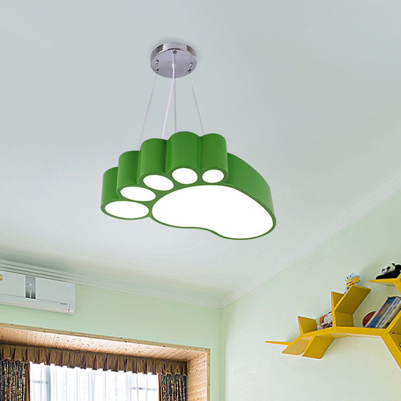 Foot Shape Ceiling Hang Fixture Simplicity Acrylic Yellow/Red/Green LED Chandelier Lighting for Nursery Clearhalo 'Ceiling Lights' 'Chandeliers' Lighting' options 1908288