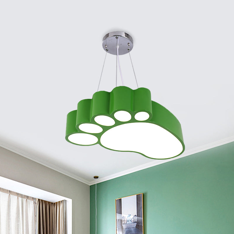 Foot Shape Ceiling Hang Fixture Simplicity Acrylic Yellow/Red/Green LED Chandelier Lighting for Nursery Clearhalo 'Ceiling Lights' 'Chandeliers' Lighting' options 1908289