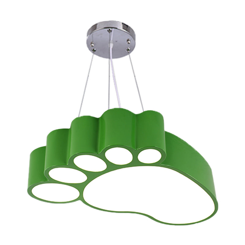 Foot Shape Ceiling Hang Fixture Simplicity Acrylic Yellow/Red/Green LED Chandelier Lighting for Nursery Clearhalo 'Ceiling Lights' 'Chandeliers' Lighting' options 1908290