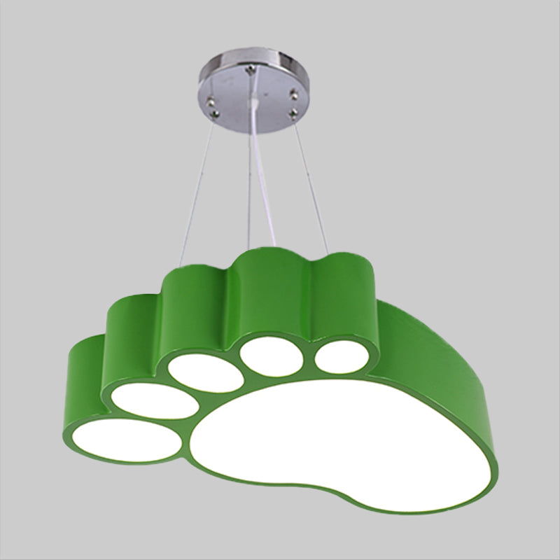 Foot Shape Ceiling Hang Fixture Simplicity Acrylic Yellow/Red/Green LED Chandelier Lighting for Nursery Clearhalo 'Ceiling Lights' 'Chandeliers' Lighting' options 1908291