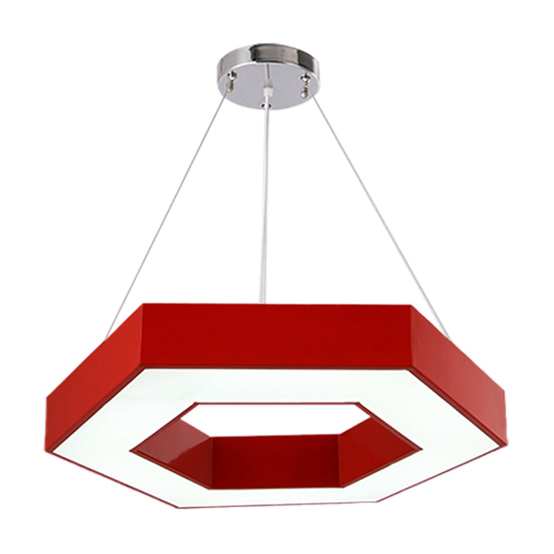 Acrylic Hexagon Ring Down Lighting Simple LED Chandelier Lighting in Red/Yellow/Blue for Kindergarten Clearhalo 'Ceiling Lights' 'Chandeliers' Lighting' options 1908377