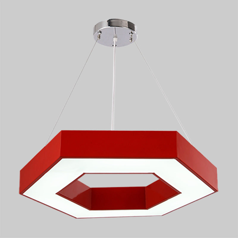 Acrylic Hexagon Ring Down Lighting Simple LED Chandelier Lighting in Red/Yellow/Blue for Kindergarten Clearhalo 'Ceiling Lights' 'Chandeliers' Lighting' options 1908378