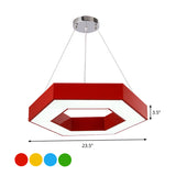 Acrylic Hexagon Ring Down Lighting Simple LED Chandelier Lighting in Red/Yellow/Blue for Kindergarten Clearhalo 'Ceiling Lights' 'Chandeliers' Lighting' options 1908379