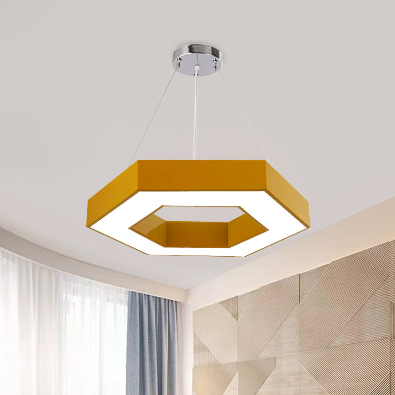 Acrylic Hexagon Ring Down Lighting Simple LED Chandelier Lighting in Red/Yellow/Blue for Kindergarten Clearhalo 'Ceiling Lights' 'Chandeliers' Lighting' options 1908381