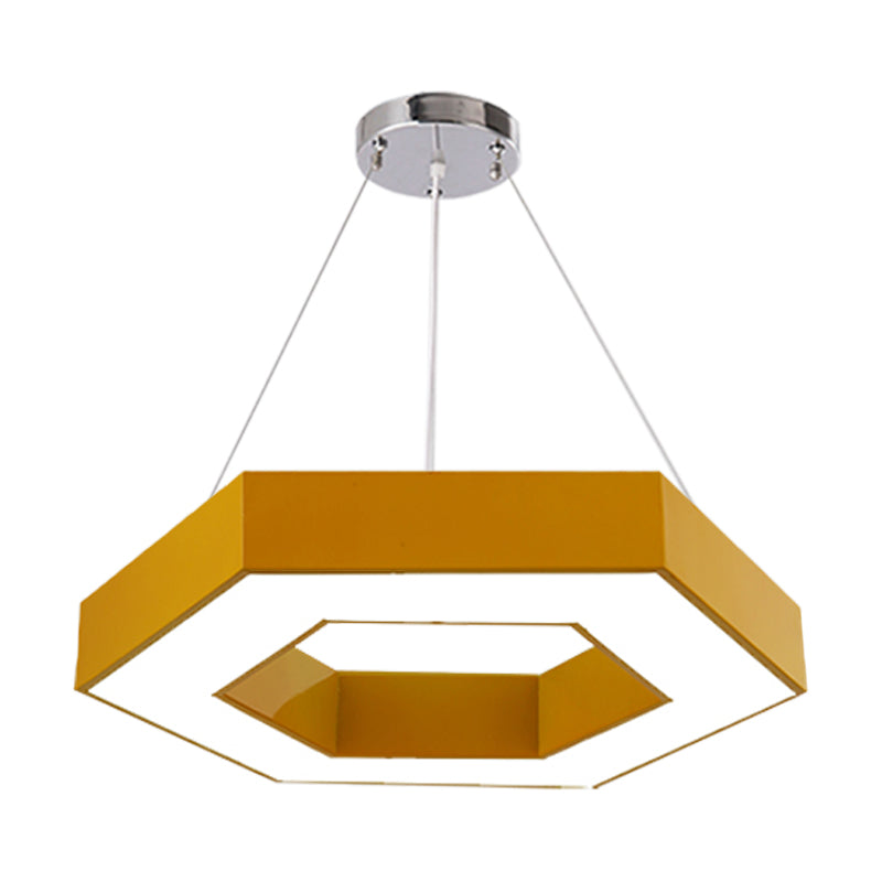 Acrylic Hexagon Ring Down Lighting Simple LED Chandelier Lighting in Red/Yellow/Blue for Kindergarten Clearhalo 'Ceiling Lights' 'Chandeliers' Lighting' options 1908382