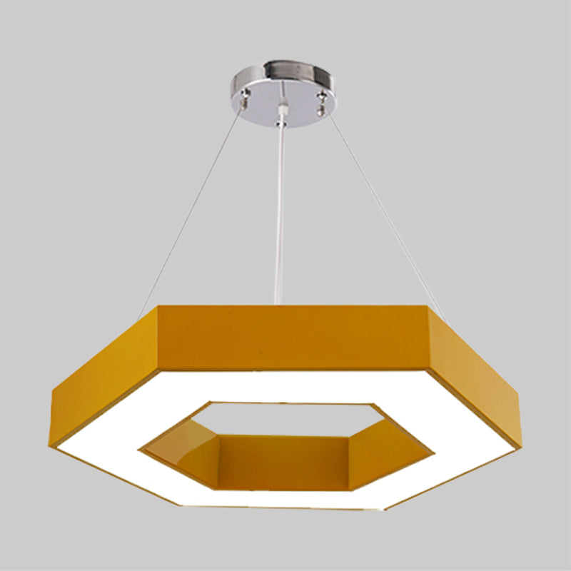 Acrylic Hexagon Ring Down Lighting Simple LED Chandelier Lighting in Red/Yellow/Blue for Kindergarten Clearhalo 'Ceiling Lights' 'Chandeliers' Lighting' options 1908383