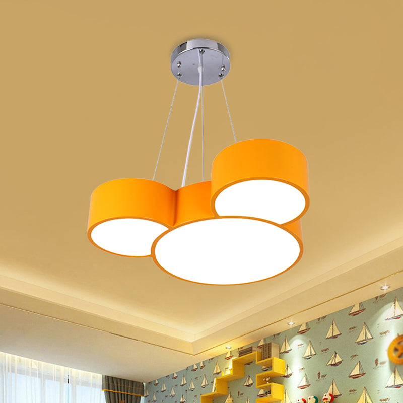 Mouse Head Hanging Chandelier Cartoon Acrylic Sleeping Room LED Suspension Pendant in Yellow/Green/Blue Yellow Clearhalo 'Ceiling Lights' 'Chandeliers' Lighting' options 1908392_9067c884-ab19-4ee0-aac8-f070403b2944