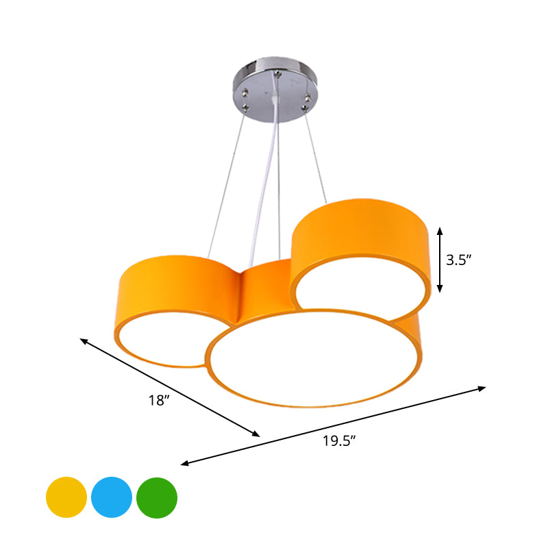 Mouse Head Hanging Chandelier Cartoon Acrylic Sleeping Room LED Suspension Pendant in Yellow/Green/Blue Clearhalo 'Ceiling Lights' 'Chandeliers' Lighting' options 1908395