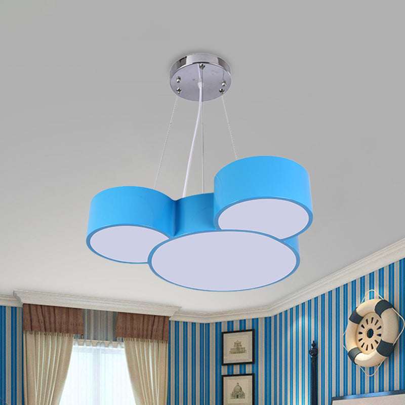 Mouse Head Hanging Chandelier Cartoon Acrylic Sleeping Room LED Suspension Pendant in Yellow/Green/Blue Clearhalo 'Ceiling Lights' 'Chandeliers' Lighting' options 1908397