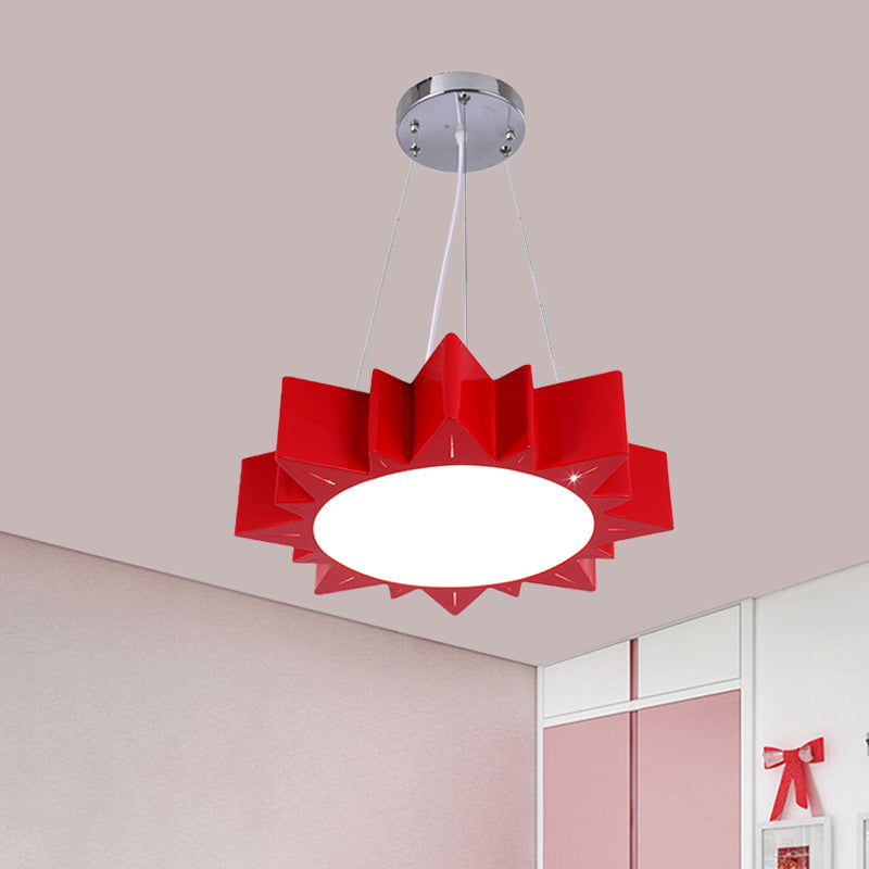 Sun Ceiling Hang Fixture Kids Style Acrylic Yellow/Blue/Green LED Chandelier Light for Hallway Red Clearhalo 'Ceiling Lights' 'Chandeliers' Lighting' options 1908404_906b56f4-0629-4cab-80a8-95ad8331f087