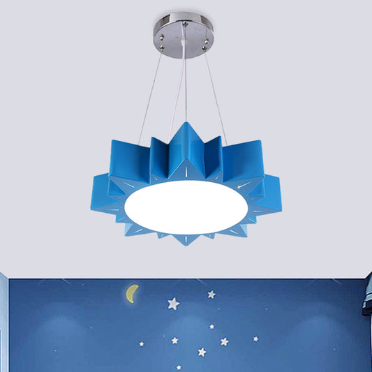 Sun Ceiling Hang Fixture Kids Style Acrylic Yellow/Blue/Green LED Chandelier Light for Hallway Clearhalo 'Ceiling Lights' 'Chandeliers' Lighting' options 1908413