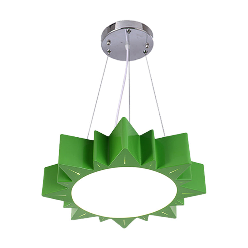 Sun Ceiling Hang Fixture Kids Style Acrylic Yellow/Blue/Green LED Chandelier Light for Hallway Clearhalo 'Ceiling Lights' 'Chandeliers' Lighting' options 1908418