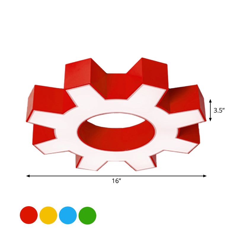 Hollow-Out Gear Acrylic Flush Mount Lamp Modernism Red/Yellow/Green LED Ceiling Light Fixture Clearhalo 'Ceiling Lights' 'Close To Ceiling Lights' 'Close to ceiling' 'Flush mount' Lighting' 1908423