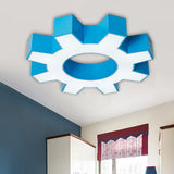 Hollow-Out Gear Acrylic Flush Mount Lamp Modernism Red/Yellow/Green LED Ceiling Light Fixture Blue Clearhalo 'Ceiling Lights' 'Close To Ceiling Lights' 'Close to ceiling' 'Flush mount' Lighting' 1908428