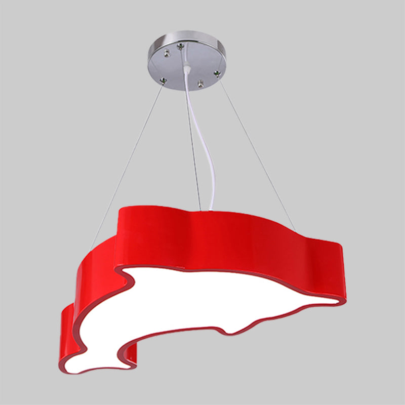 Acrylic Dolphin Pendant Chandelier Minimalist Blue/Green/Yellow LED Ceiling Suspension Lamp for Playroom Clearhalo 'Ceiling Lights' 'Chandeliers' Lighting' options 1908438