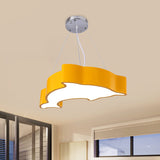 Acrylic Dolphin Pendant Chandelier Minimalist Blue/Green/Yellow LED Ceiling Suspension Lamp for Playroom Clearhalo 'Ceiling Lights' 'Chandeliers' Lighting' options 1908441