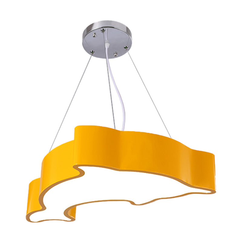 Acrylic Dolphin Pendant Chandelier Minimalist Blue/Green/Yellow LED Ceiling Suspension Lamp for Playroom Clearhalo 'Ceiling Lights' 'Chandeliers' Lighting' options 1908442